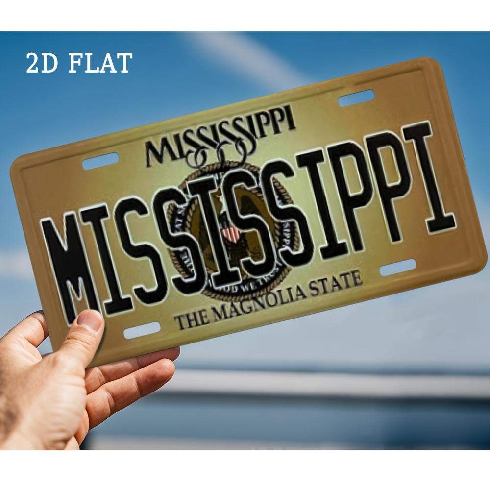 Vintage Mississippi License Plate HeavyDuty Aluminum Metal Wall Art Sign with PreDrilled Holes Mississippi State Magnolia 15x30cm(5.9x7.8inch)