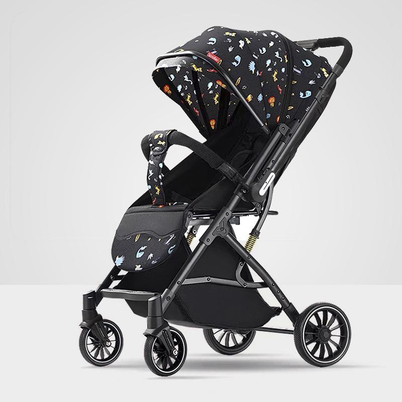 Lightweight Two-Way High Landscape Baby Stroller: Sit & Recline, One-Button Foldable Children's Pushchair.