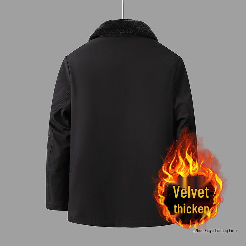 Men's Winter Cotton-Padded Jacket: Fleece-Lined, Thickened, Ideal for Middle-Aged & Elderly