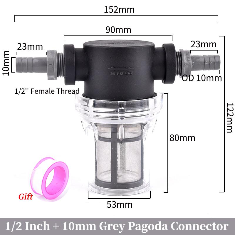 Filtre de tuyau 8~16mm Arrosage Irrigation Préfiltre 12'' Raccord de tuyau d'eau de jardin Filtre Aquarium Réservoir à poissons Pompe à eau Crépine