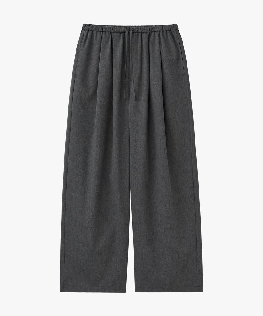 Summer Woman Wool String Wide Pants Charcoal