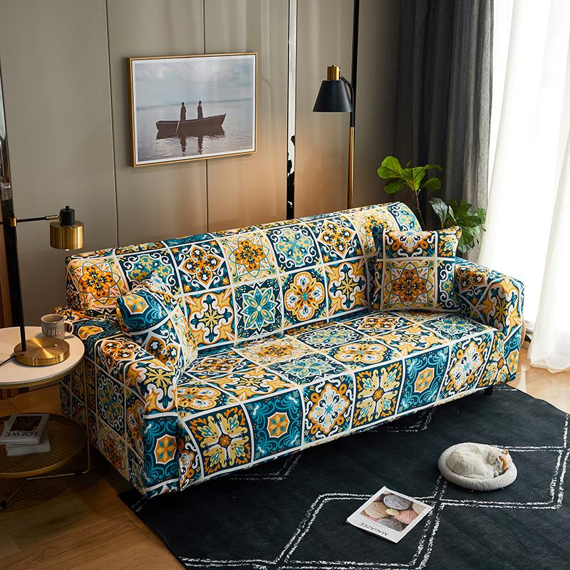 Bohemia Style Sofa Cover For Living Room Stretch Armchair Sofa Slipcovers Sectional L -Shaped Corner Couch Covers