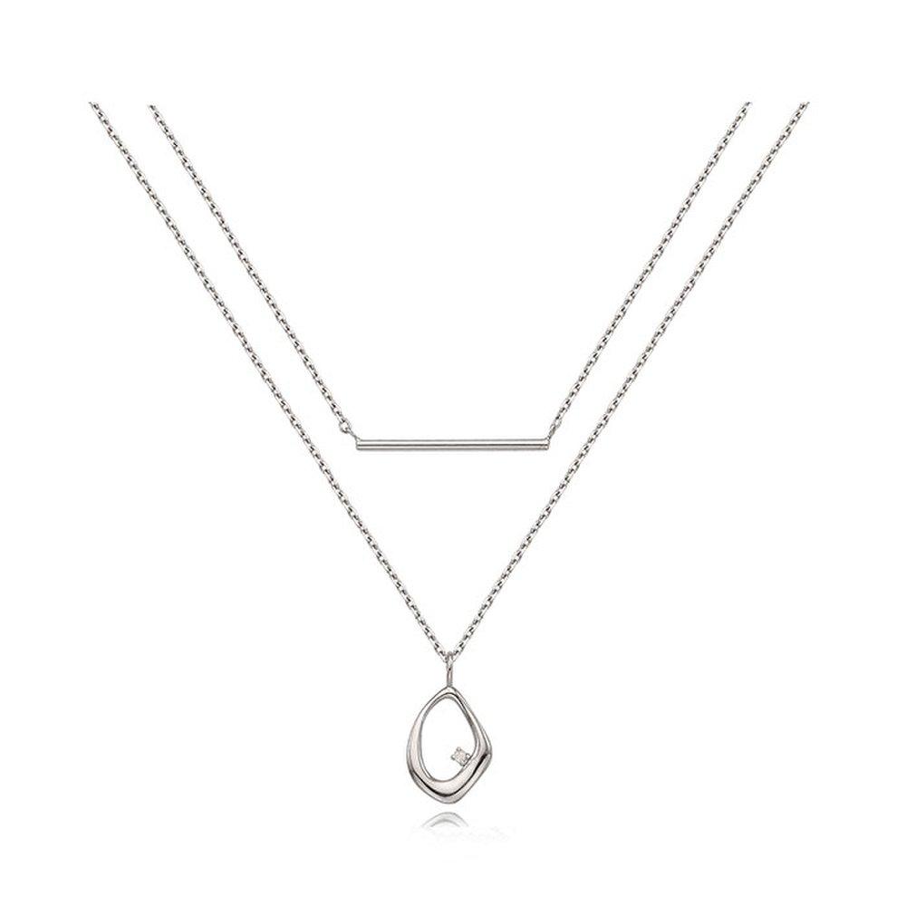 Informal Layered Silver-White Necklace Tnssvw13023M