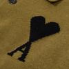 8199 AMI Autumn and Winter White Heart-shaped Jacquard Alpaca Wool Blended Loose Sweater Polo Collar Men Pullover Sweater