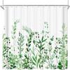 Plant Pattern Print Shower Curtain Bathroom Curtain with Hook