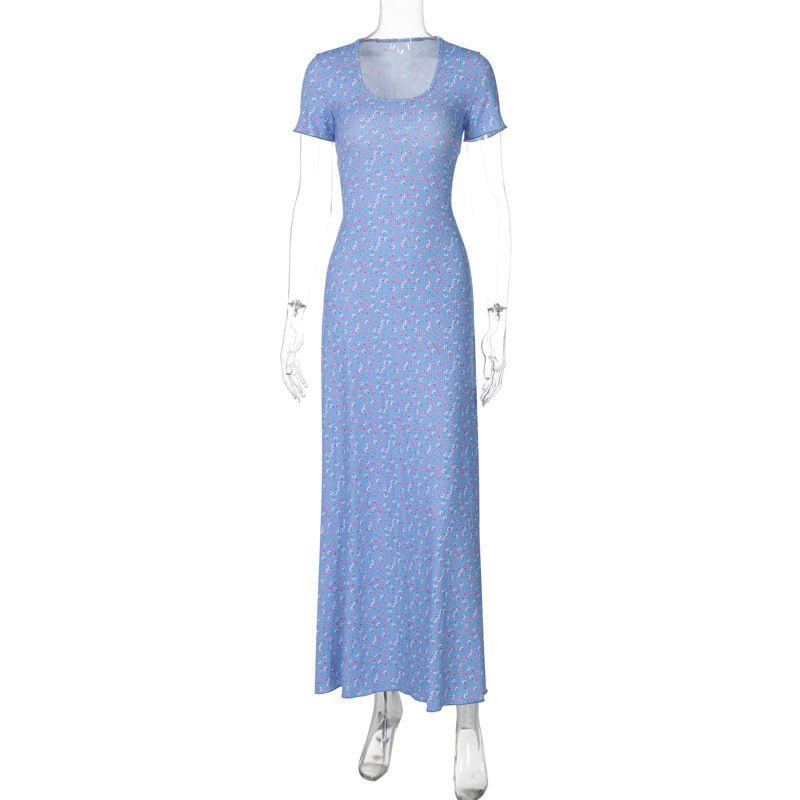 U-neck Back Strap Short Sleeve Dress