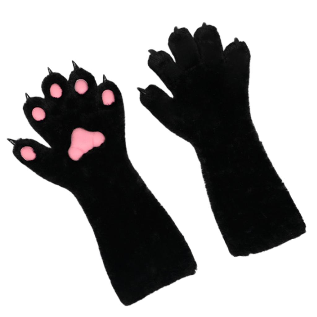 Cosplay Kostüm Pfotenhandschuhe für Damen Plüsch Tierpfoten Handschuhe Halloween Party Anime Requisiten Rollenspiel Handwärmer
