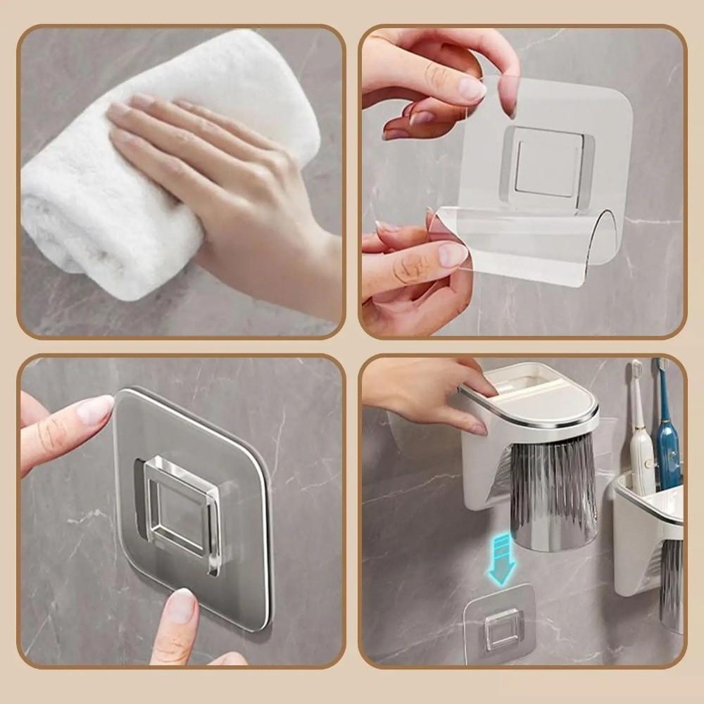Wall Mounted Toothbrush Storage Organizer Magnetic ABS Toothbrush Holders No Punching Household Mouthwash Cup Dispenser