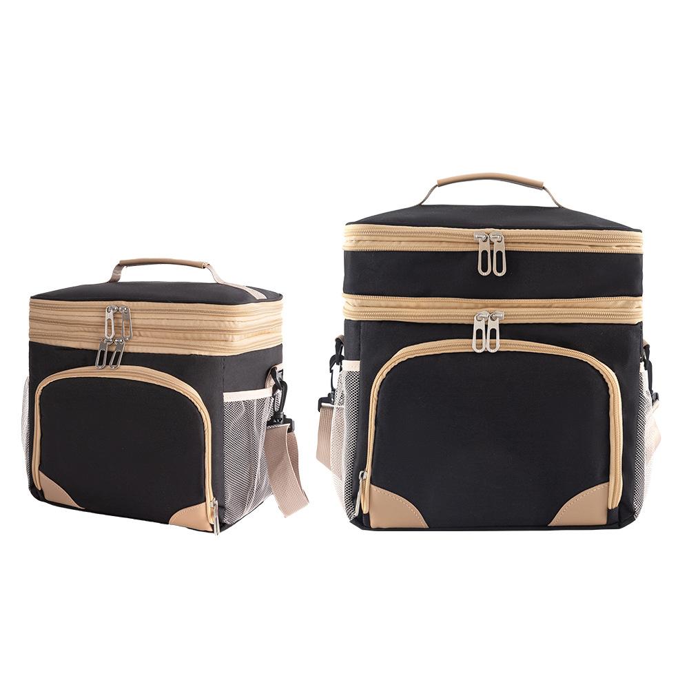 Oxford Cloth Waterproof Bolsa de isolamento térmico de camada dupla de grande capacidade, bolsa de piquenique ao ar livre, bolsa de gelo portátil, bolsa de almoço