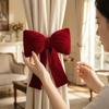 Velvet Bow Curtain Straps Romantic Adjustable Mosquito Net Tie with Tassels Red Curtain Tieback Wedding Celebration