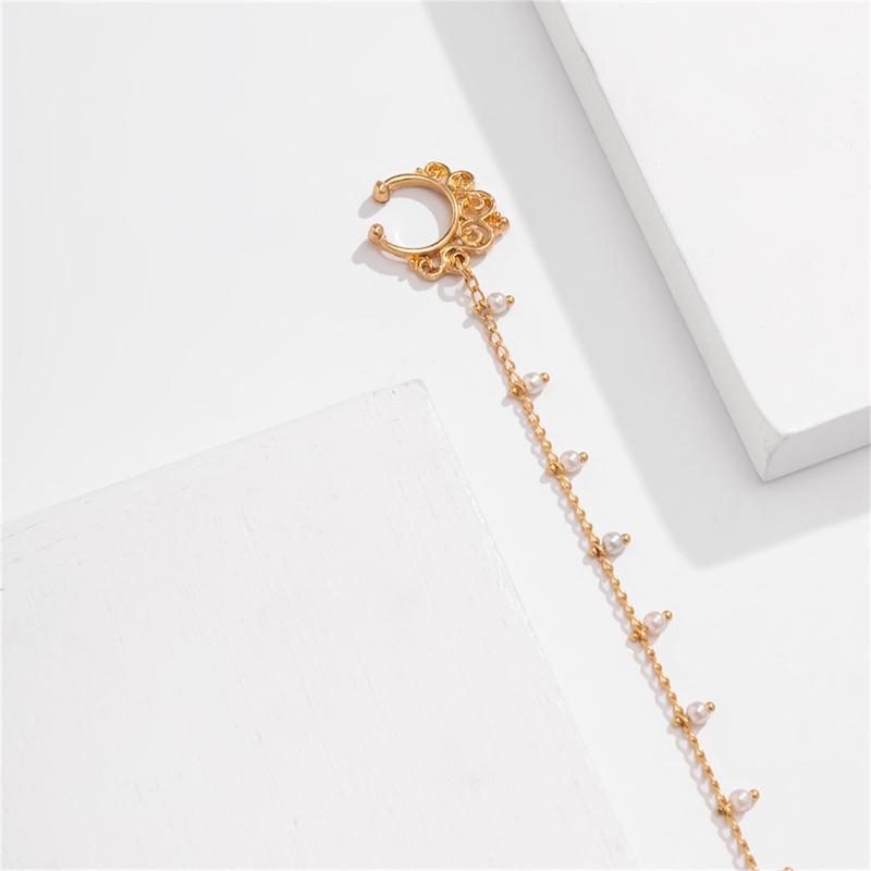 Bohême Punk Sexy femmes gland chaîne boucles d'oreilles faux Piercing pince-nez