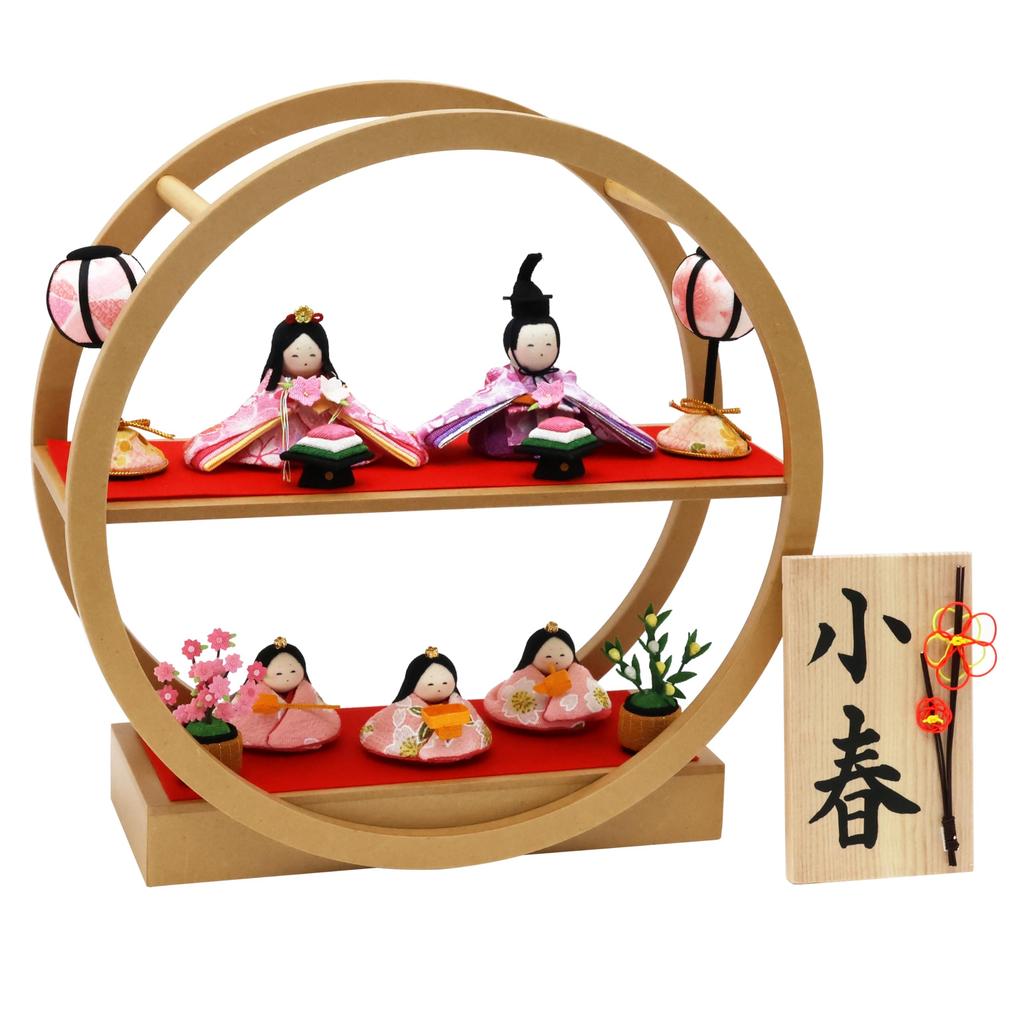 Osaka Choseido Compact Hina Dolls with Name Engraving and Wooden Plaque Chirimen Fabric Hina Akari Hina (Shipped Separately) - Dolls, (Yume Hina)