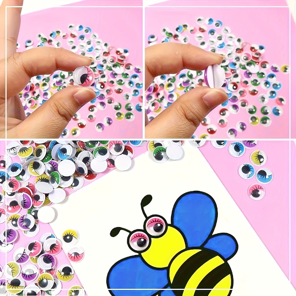 100pcs Self-Adhesive Plastic Eyes with Eyelashes - Vibrant Multicolor DIY Craft Stickers for Scrapbooking, Art Projects
