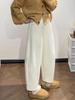 Milk White High Waist Balloon Pants: 2026 Women's Autumn/Winter Wide Leg Petite Style
