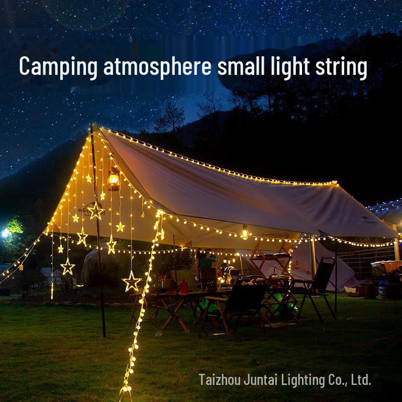 Flashing LED Solar Star String Lights - Multicolor Decorative Lights for Camping Tents and Outdoor Canopies