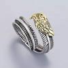 Retro Domineering Feather Eagle Spread Its Wings Open Ring Men's Ring