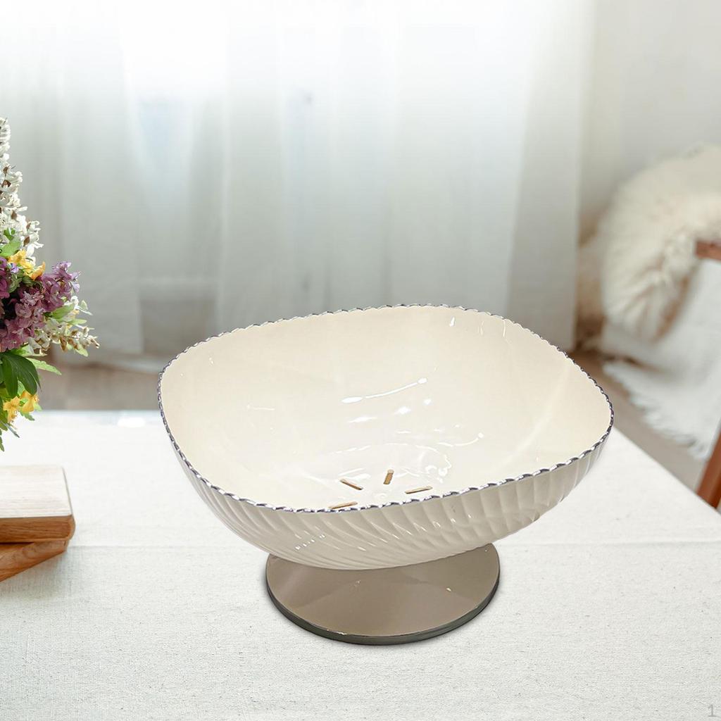 Drainage Fruit Bowl, Vegetable Drain Plate, Round Food Storage Buffet Multi-purpose,