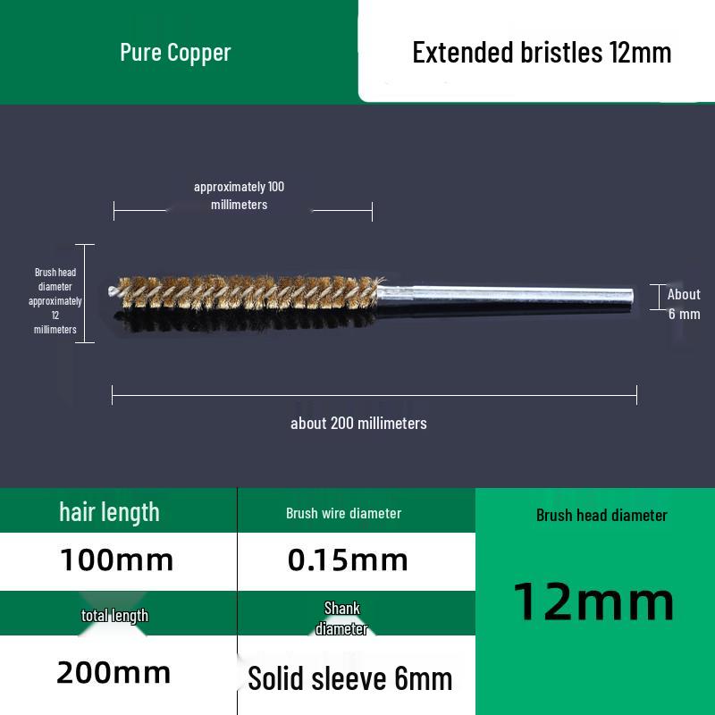 Industrial Rust Removal and Polishing Brush with Handle - Stainless Steel and Copper Wire for Inner Hole Sanding