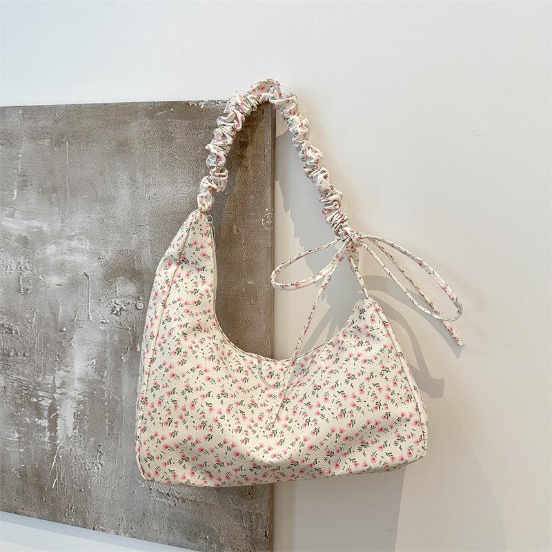Spring and Summer Floral Cloth Bag Women's 2025 New Trendy Literary Small Square Bag Student Large-capacity Shoulder Armpit Bag