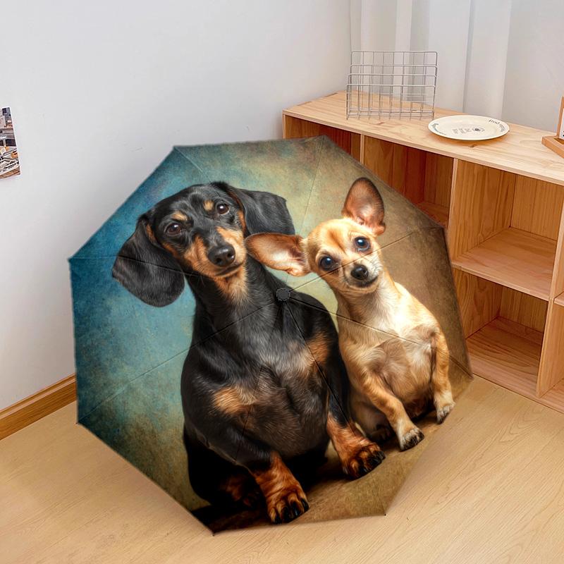 1 PC Automatic Folding Umbrella - Dogs Pattern, Portable & Foldable Design with 8 Ribs, Christmas Birthday Gifts