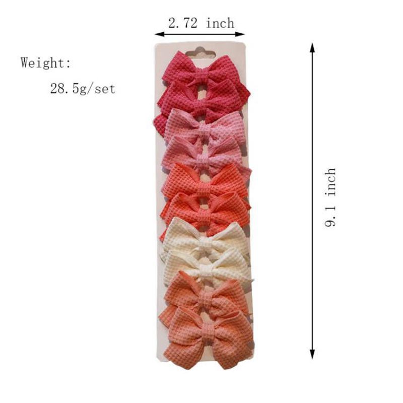 10PCS Soft Cotton Bow Hairpin Girl Sweet Plaid Design Hairpin Color Block Delicate Hairgripe Barrettes Kawaii Child Accessories