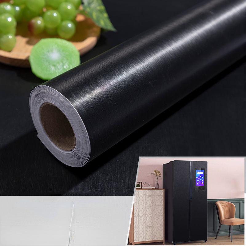 Thickened Brushed Metal Sticker Stainless Steel Kitchen Cabinet Refrigerator Self-adhesive Wallpaper Waterproof Home Decoration