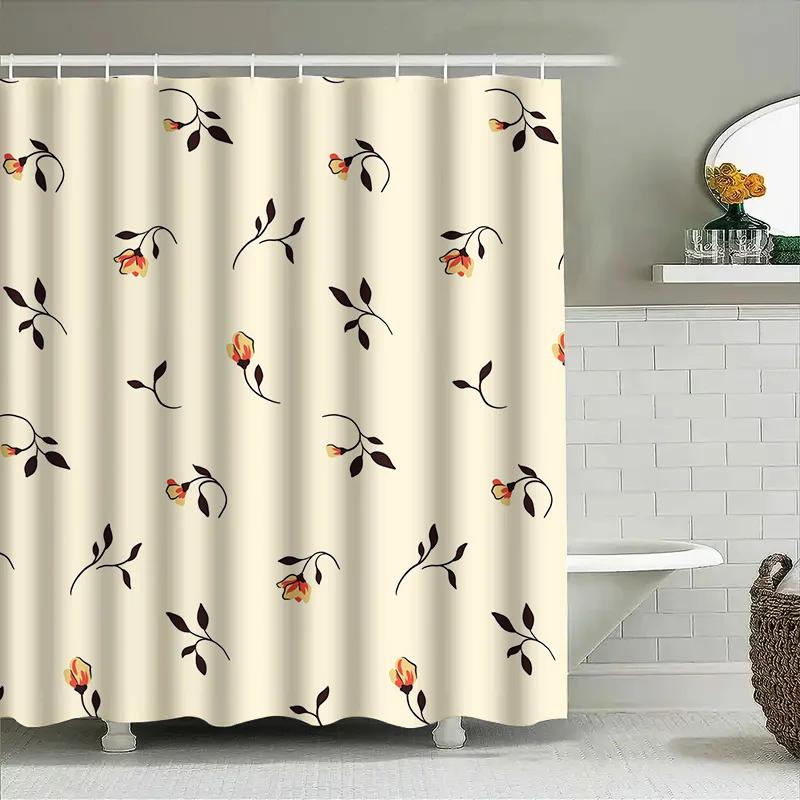 

Decorative Shower Curtains With Floral Patterns Bathroom Liner For Home Decor Decoration Supplies W60H190(CM)-1 Pcs