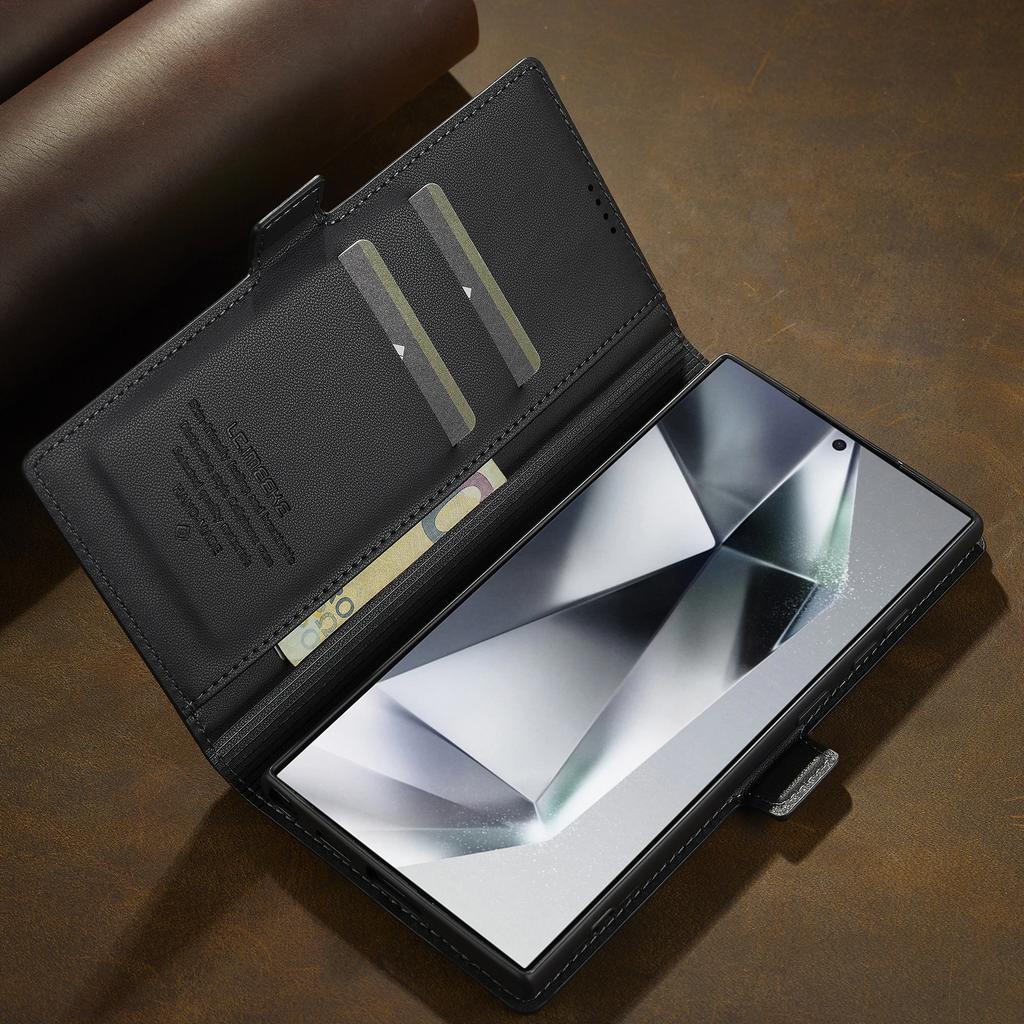 LuxuryLeather Business Phone Case for Samsung Galaxy S26 Ultra S25Ultra S24ultra Flip Cover Card Cases Carcasa