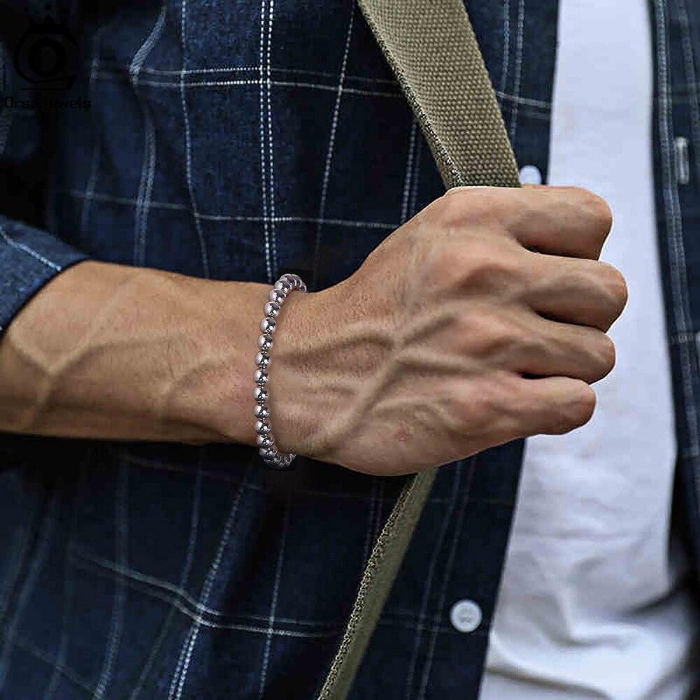Orsa Jewels 925 Sterlingové Stříbro Italský 4mm / 6mm Korálkový Kuličkový Řetízek Náramek Pro Ženy Muže Náramky Šperky Velkoobchod Sb103
