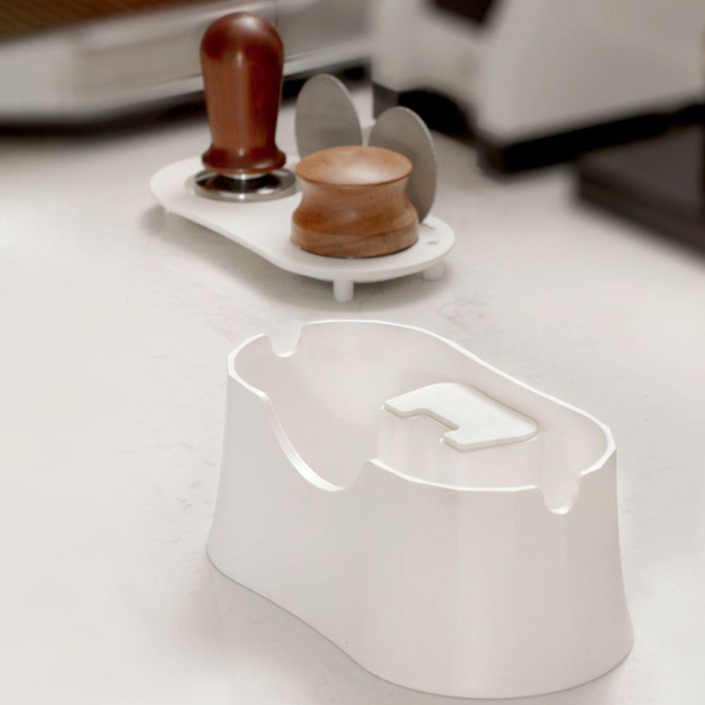 2 in 1 Coffee Tamper Stand Silicone Base Non-slip Espresso Portafilter Holder Plastic Large Capacity Coffee Knock Box Cafe