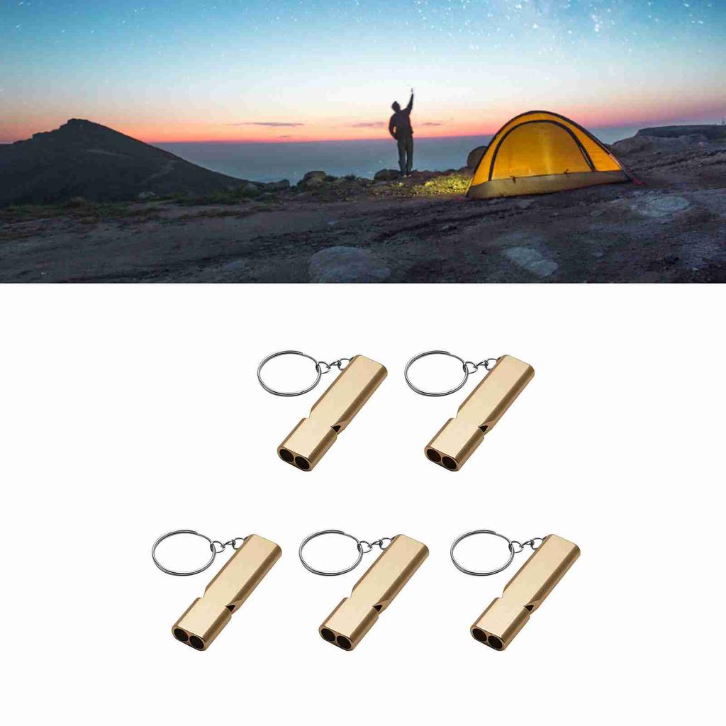 5 Pcs Aluminum Alloy Whistle with Keychain Outdoor Emergency Survival for Camping Hiking Hunting Fishing