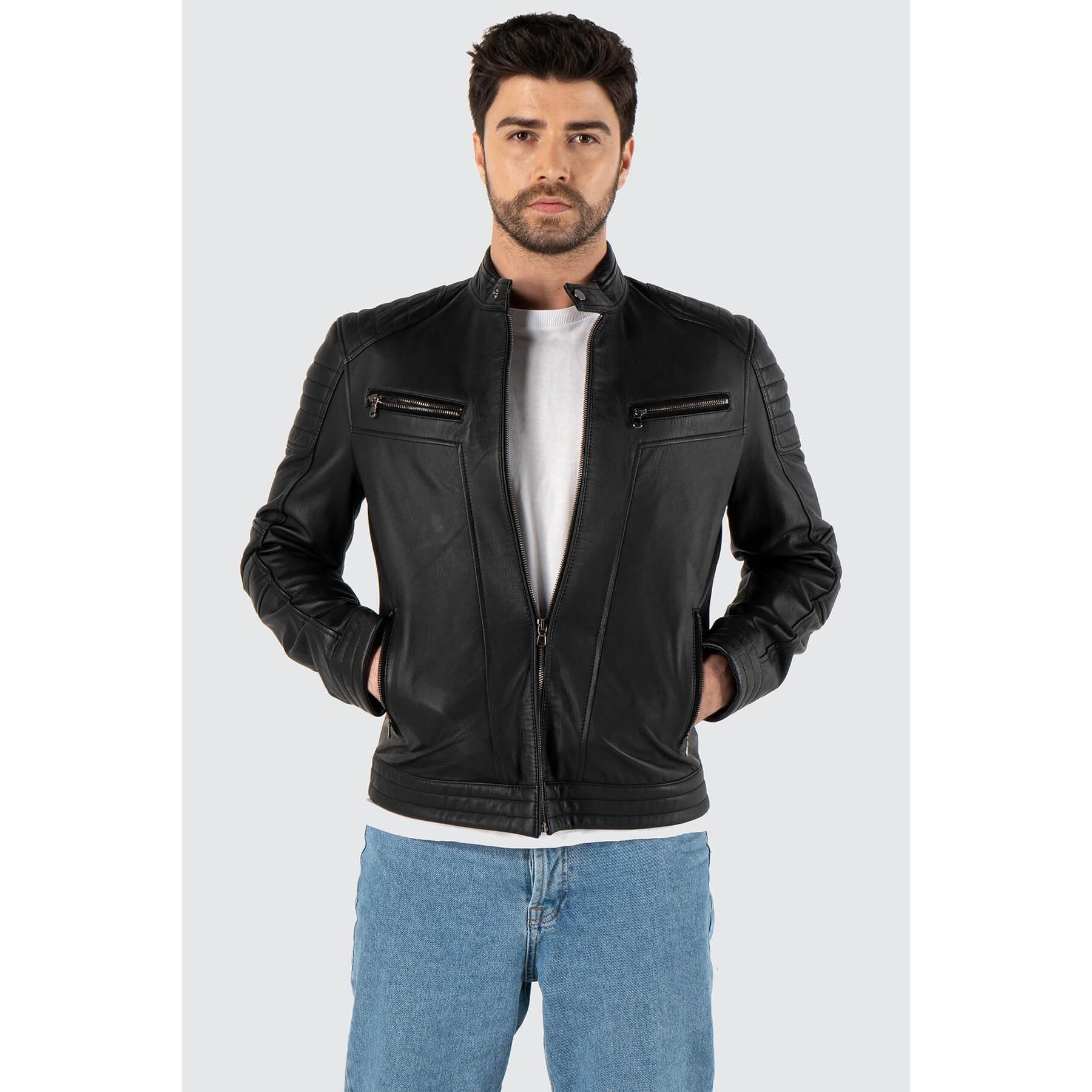 

Черное мужское пальто Arturo из натуральной кожи