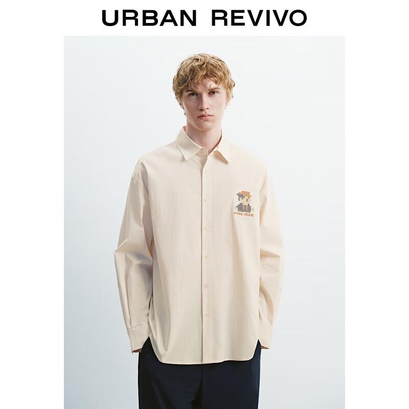 UR 2025 Autumn Men s Whimsical Print Oversized Button-Up Shirt S(XS-S)