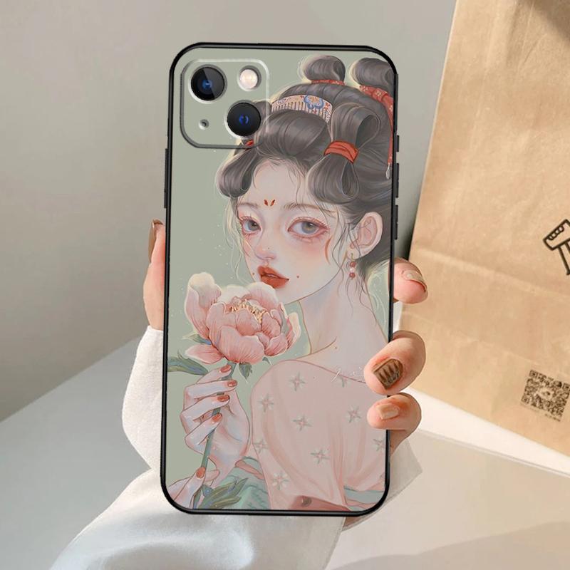 Cute And Beauty Girl Color Painting Phone Case For iPhone 17 Air 16 15 13 11 12 14 Pro Max 13 12 Mini 15 16 Plus 16e Cover Coque