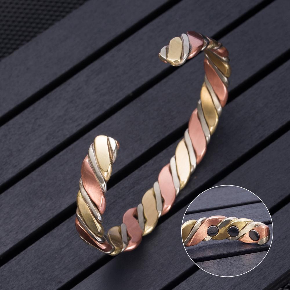 Braccialetti in Rame Intrecciato Vinterly per Donna Colore Oro Rosa Salute Energia Rame Magnetico Braccialetti a Bracciale Regolabili & Bangles