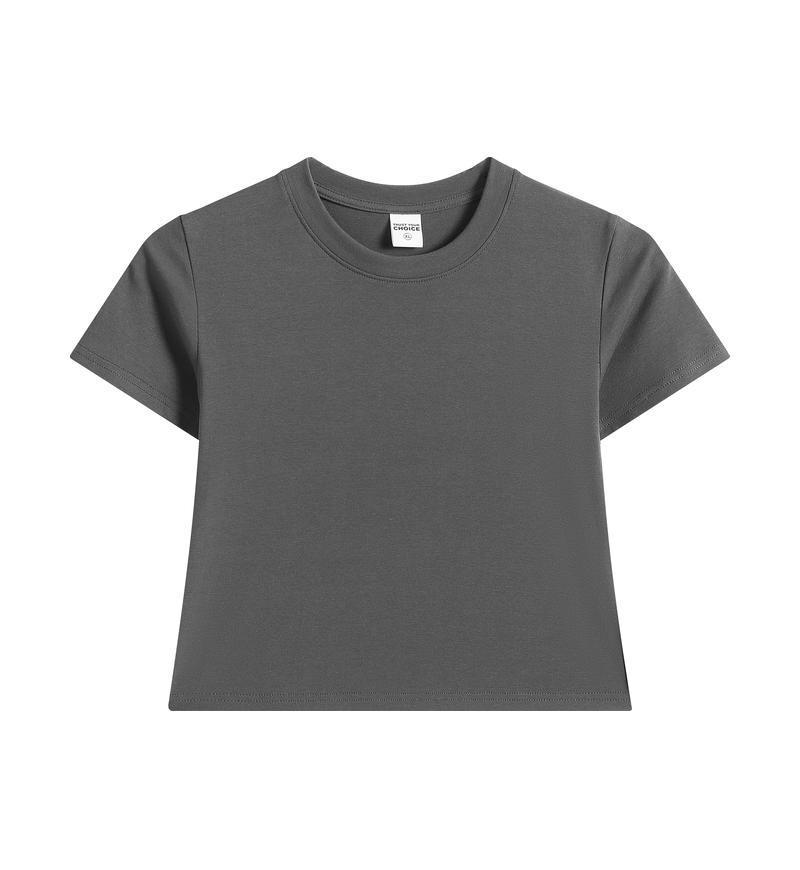 

Women s Summer Short Sleeve Slim Fit Cropped T-Shirt - Sweet & Spicy Style, Round Neck Large