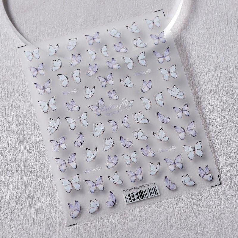 

Blue Purple Butterfly Three-Dimensional Relief Nail Sticker Waterproof Nail Sticker Decorative Jewelry 2541 2543 TS-2540 Purple Butterfly