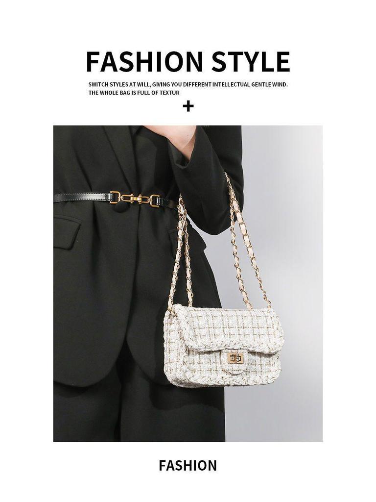 2024 A/W Women's Tweed Chain Underarm Shoulder Bag - High-End Small Square Crossbody