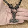 Nordische Wikinger Lederkette mit Hammer Keltischer Wolfskopf Halskette Herren Lange Schmuck