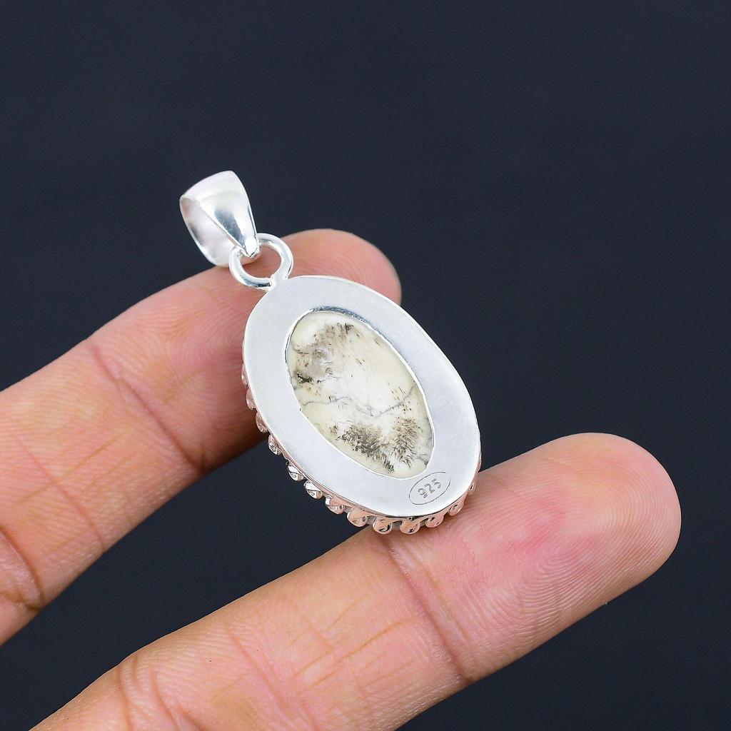 Sisters Day Deal Oval Howlite Stone 925 Silver Crown Chakra Wife Pendant Jewelry