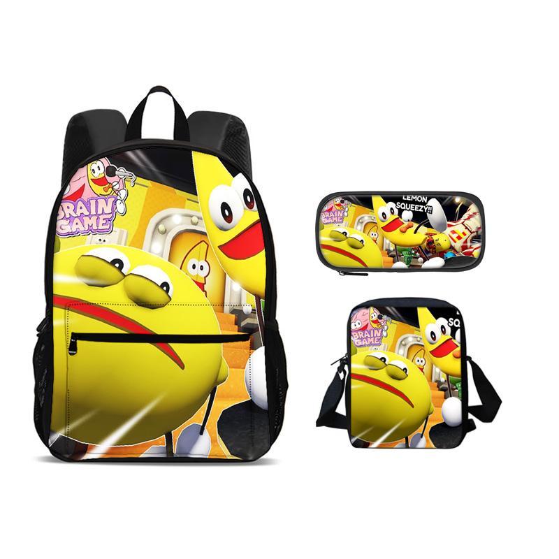 Ensemble 3 Pièces Enfant Sac à Dos Scolaire Enfant avec Sac à Bandoulière Shovelware Jeu de Cerveau Trousse à Crayons Sacs Sac à Dos Mode Meilleur Cadeau Rucksack