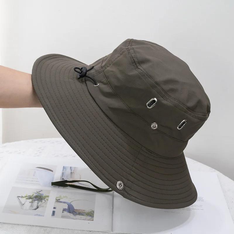 

Large Brim Sunshade Fisherman s Hat with Windproof Rope Design Quick-Drying and Breathable Outdoor Hiking Fishing Sun Protection армия зеленый