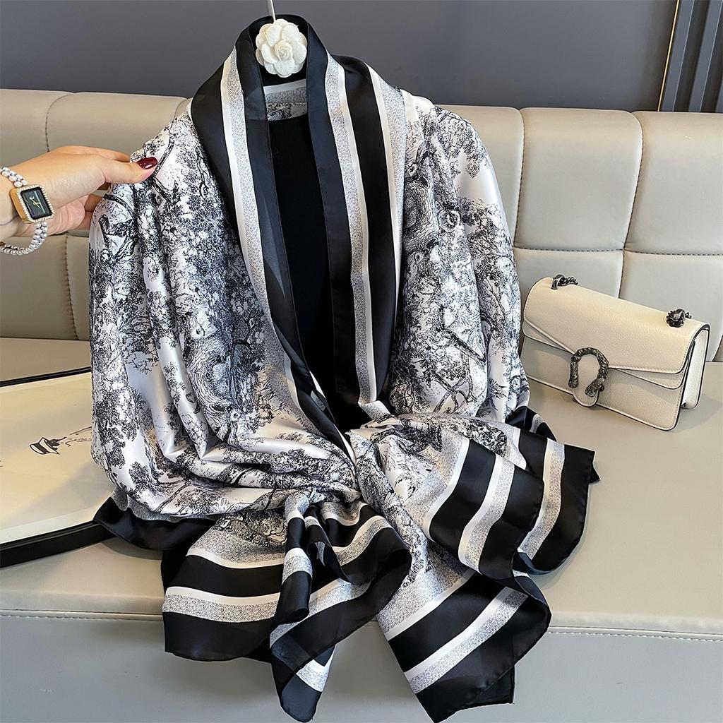 Women 180*90cm Fashion Beautiful Soft Silk Scarves Female Lady Shawl Hijab Wrap Foulard Bandanna Muffler Beach Pareo