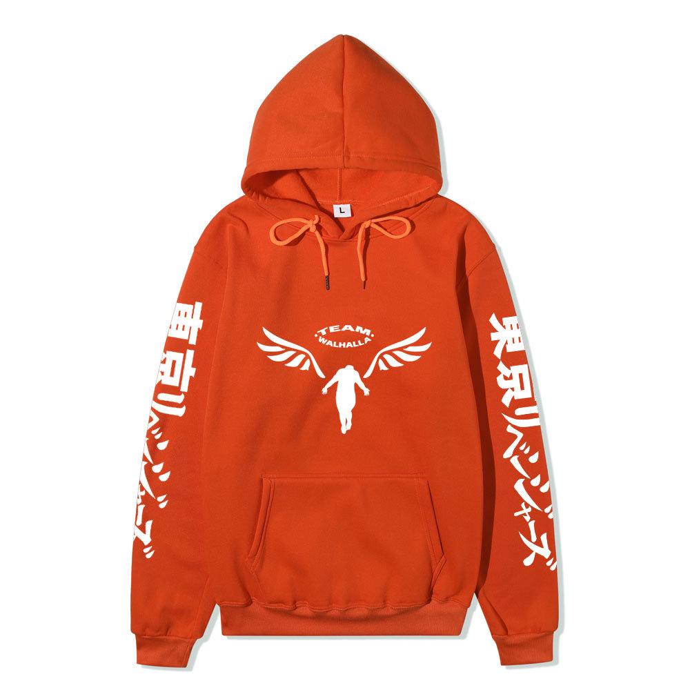 Men Women Fleece Hoodie Tokyo Revengers Walhalla Logo Autumn Winter Japanese Letter Street Long Sleeve Anime Sweatshirt