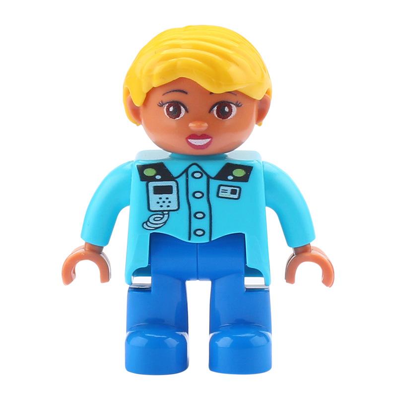 Big Building Blocks Boy Girls Family Policemen Figures Doll Compatible Duplos Children Kids Self Locking Bricks Assemble Toys