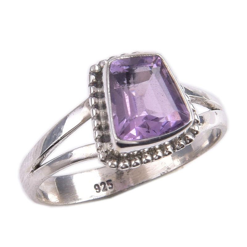 Natural Pink Amethyst Gemstone 925 Solid Sterling Silver Jewelry Ring S.9 A3y01
