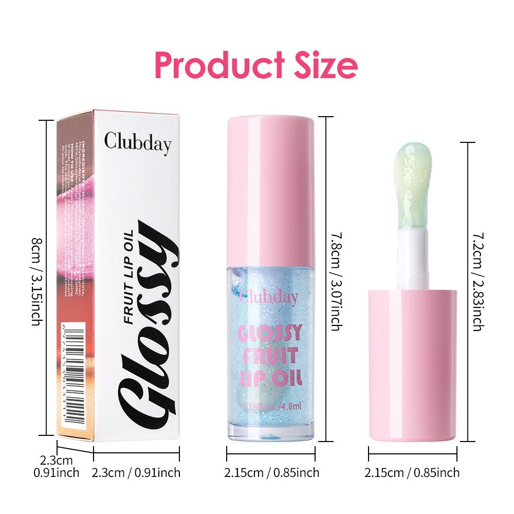 Clubday 6pcs Glossy Fruit Lip Oil Set Shimmery Hydrating Lip Gloss Tint Nourishing Mirror Plumping Liquid Lipstick Makeup Cosmetics Gift