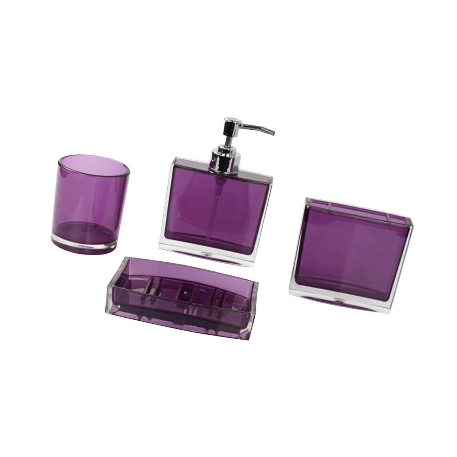 

4 Pieces Soap Dispenser Portable Toothbrush Holder Bathroom Accessories Set Bathroom Organizer for Vanity Hotel Bathroom Decor фіолетовий