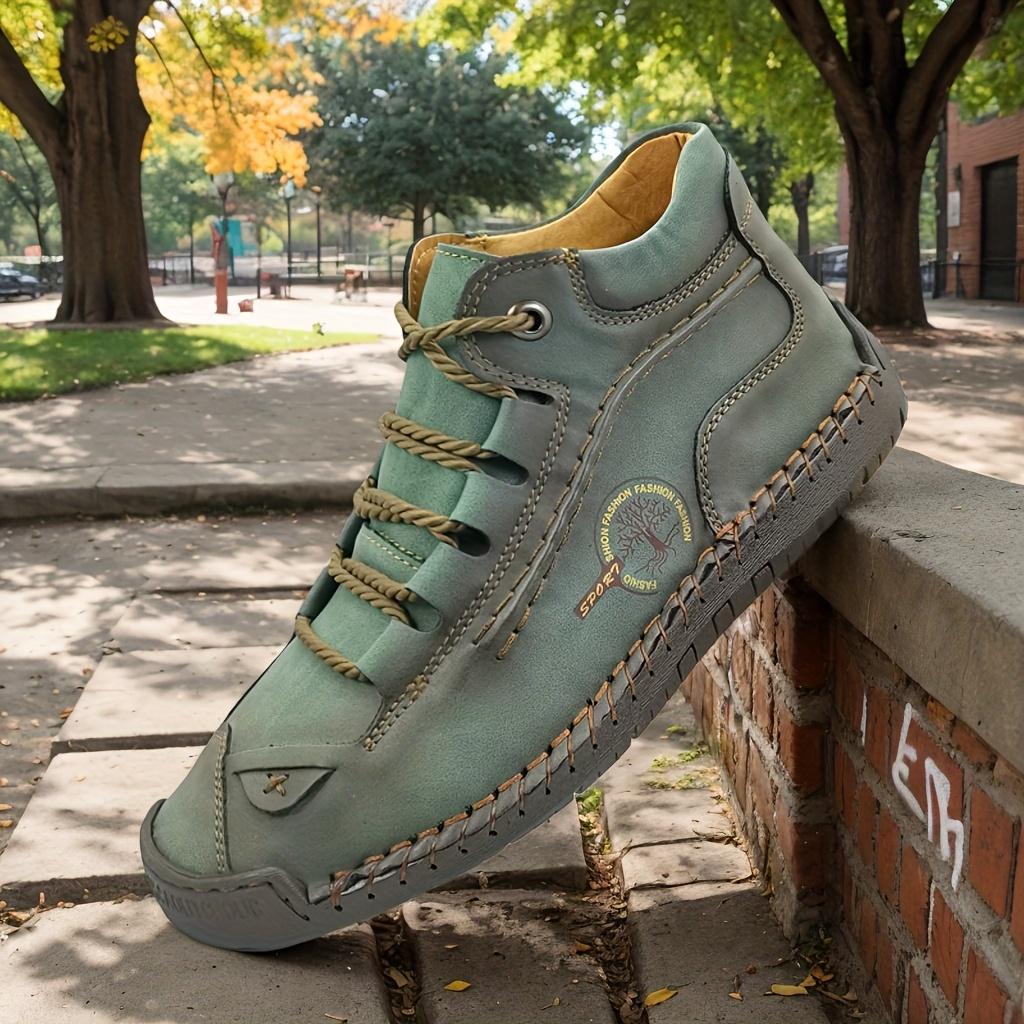 

Ретро Ботинки - Светло-голубые и коричневые винтажные ботильоны на шнуровке с верхом из искусственной кожи, резиновой подошвой и мягкой стелькой для повседневной носки в любое время года 42 зелёный