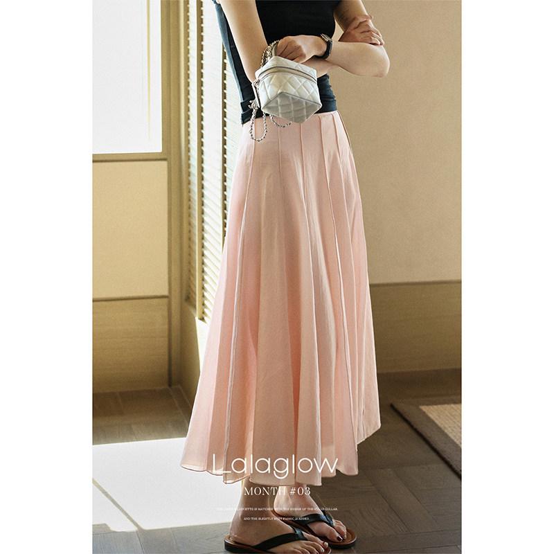 Lalaglow Flowy Hem Drape Midi Skirt for Women - 2026 Early Spring Collection S